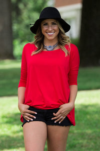 3/4 Sleeve Piko Top - Red - Piko Clothing