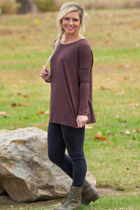 Long Sleeve Piko Top - Dark Brown - Piko Clothing